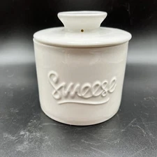 Ceramic French Butter Crock by Sweese Saver White EUC