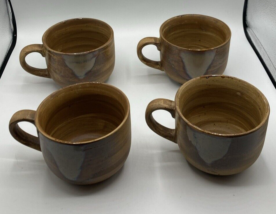 Of 4 Sango Splash 4951 Jumbo Coffee Soup Mugs Brown Drip Gla