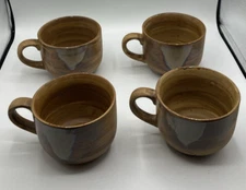 Set of 4 Sango Splash 4951 Jumbo Coffee Soup Mugs Brown Drip Glaze