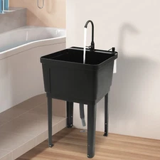 Utility Sink Laundry Tub Wash Bowl Basin Laundry Sink With Faucet Washboard hot!