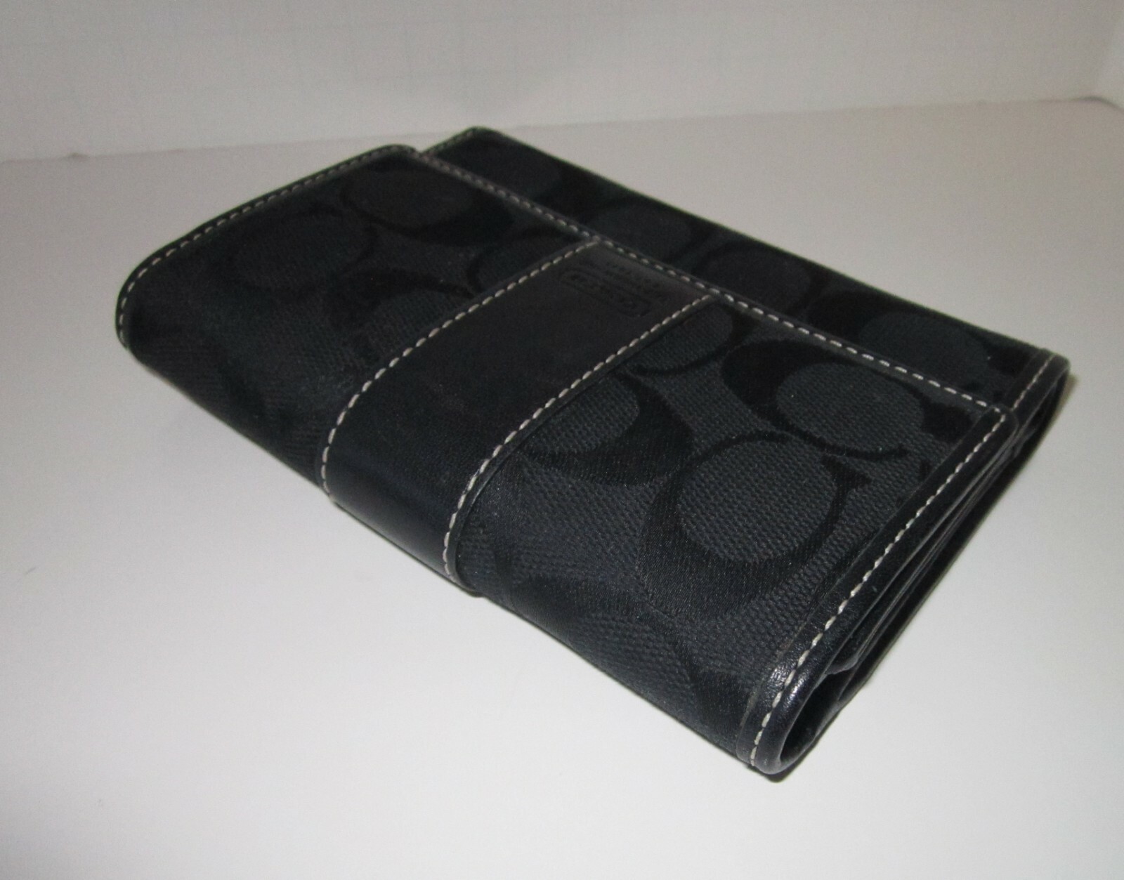 Coach Signature Jacquard Black Leatherware Wallet XLNT Gem