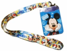Mickey Mouse Name and Character LANYARD With Badge ID Holder Keychain