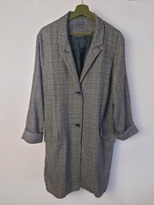 Oska Wool Check Coat Single Breasted Pockets Size 4 Uk 16-18 Raw Hems