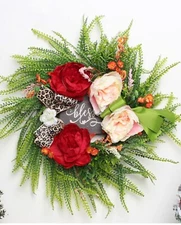 Artificial Seasonal Wreath for Front Door or Porch, Multicolor Flower