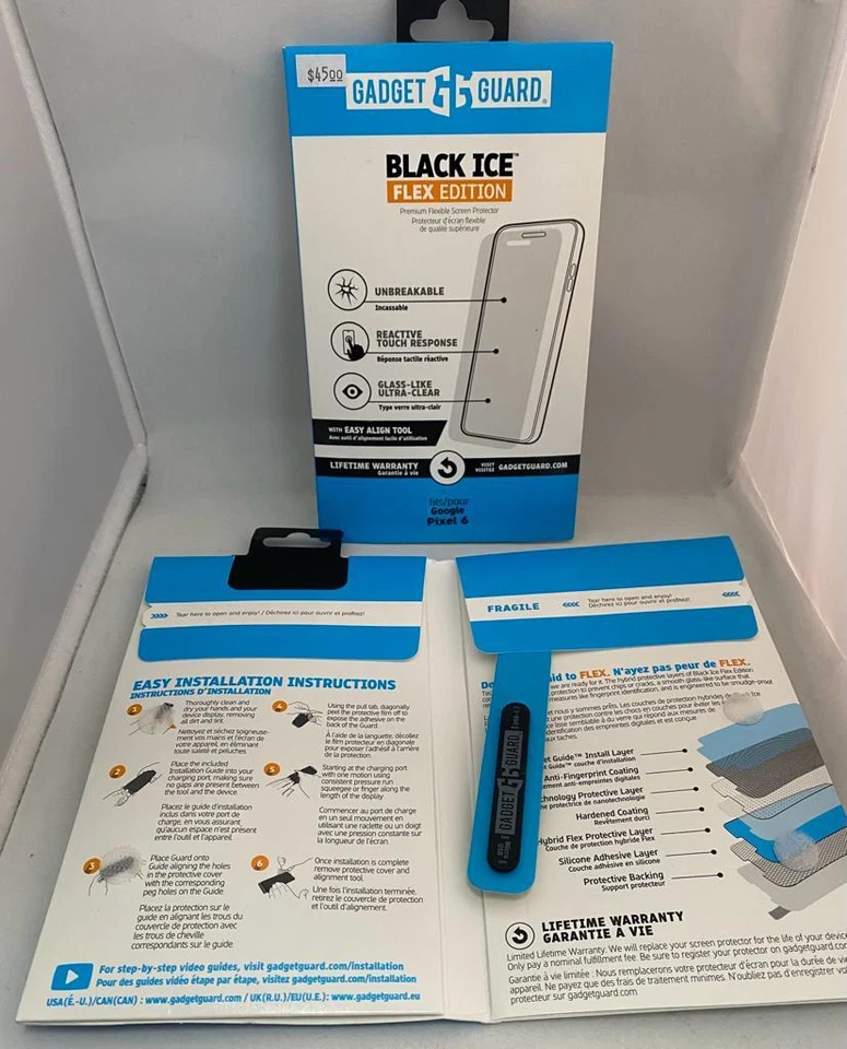 2 Pack Gadget Guard Black Ice Flex Tempered Glass for Google Pixel 6 - Clear - Image 2 of 3