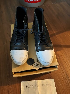 Clae Chambers Black Tumbled Leather CLA01255 White Casual Sneaker Shoe hm vtg 11