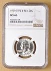 1959 P Washington Quarter 'Type B Reverse' NGC MS66