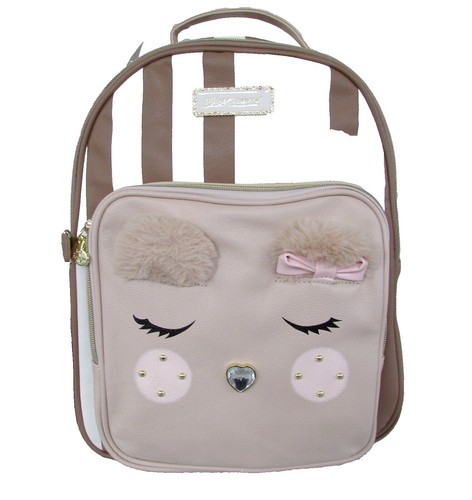 Betsey Johnson Pink Kitsch Large Backpack with Heart Accents 