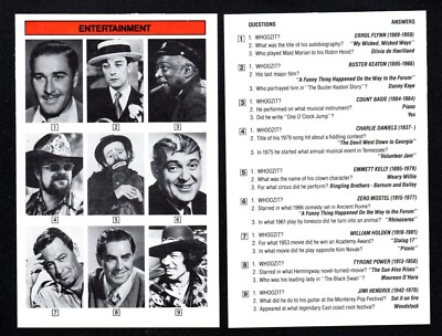 Errol Flynn Charlie Daniels Tyrone Power Vintage Entertainment Trivia Card A-30
