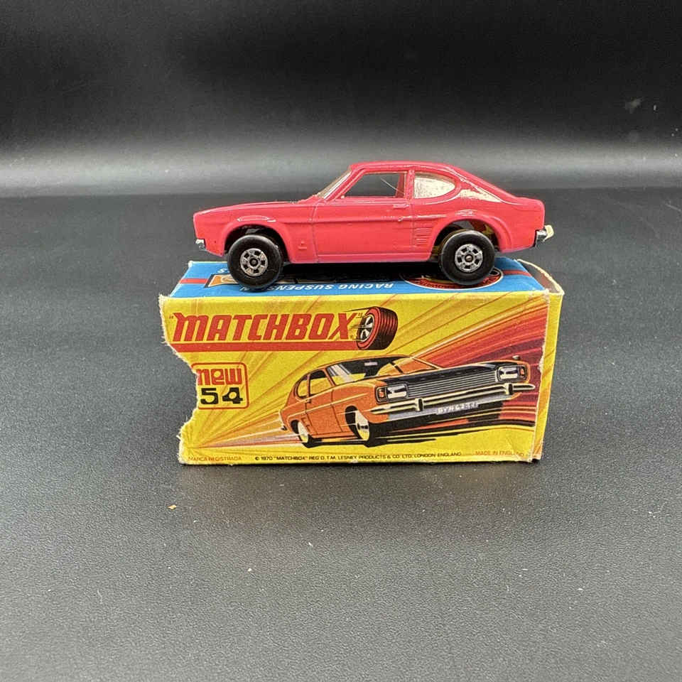 Caja de cerillas Lesney Superfast #54 ROSA FORD CAPRI de colección caja original FALTA PESTAÑA Foto 2 de 4