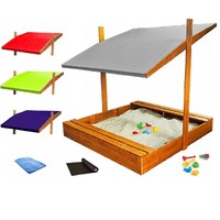Sandkasten Aus Holz Mit Dach Abdeckung ImpräGniert Sandbox Grau 120 Cm