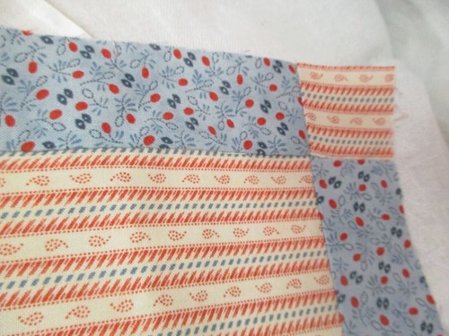 Vintage 1990's 5 Quilt Blocks 9 Patch Variation red blue - Picture 3 of 5