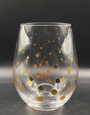 NEW MCM Gold Polka Dots 21 Oz Stemless Crystal Wine Glass, 5, Hand Wash |  eBay