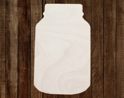 Set Of 6 Unfinished Wood Mason Jar Cutouts – Ready To Paint Craft Shapes For DIY Signs
