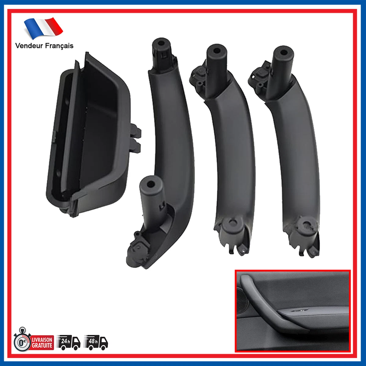 Maniglia Porta Interna Per BMW X3 F25 E X4 F26 2011-2017 - Bracciolo Pannello Copertura Colore Nero LHD - 5