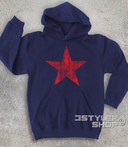 Vintage Red Star Hoodie Child Antiqued Revolution - Picture 2 of 2