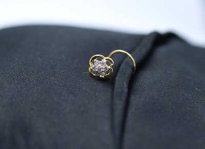 Pure 18K Yellow Gold Lucky Flower Stud Earrings Women 0.4  S🚫LD Brand new,pure 18k yellow gold,small floral precious stones. main image 2