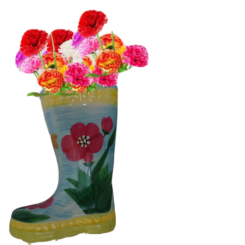 Ceramic Garden Rain Boot Planter Vase Indoor or Out Vintage Rite Aid 7.