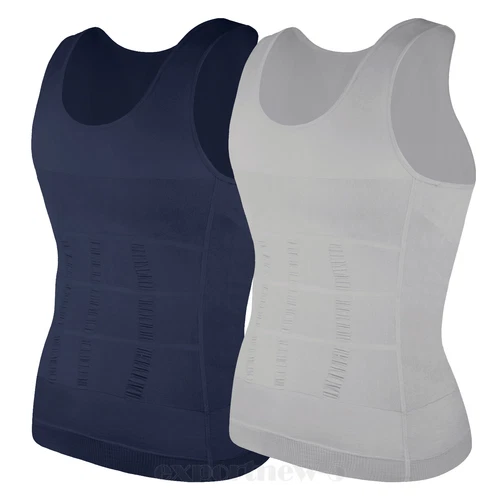 Herren Abnehmen Body Shaper Weste Gürtel Bauch Brust Kompression T-Shirt Tank Top - Bild 36 von 49