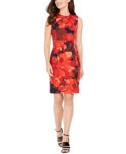 calvin klein black dress with red flowers