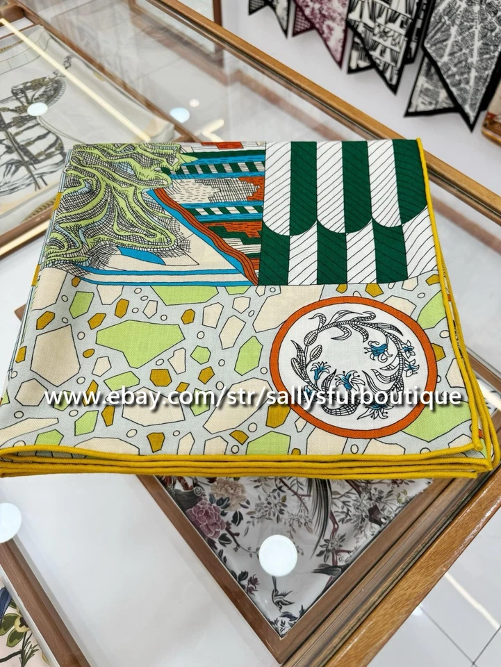 Sallys 70% Cachemira 30% Seda Estola Azteca Plano Estampado Doble Cara Bufanda Chal 53" Foto 3 de 4