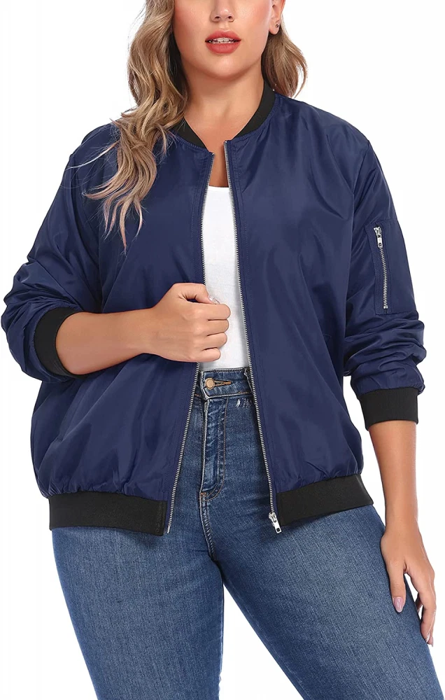 IN VOLAND Womens Jacket Plus Size Bomber Jackets Lightweight with Pockets