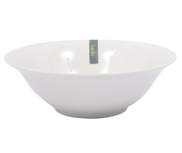basiks Serving Bowl Dining Porcelain Microwave Dishwasher Safe Table 7"" - White