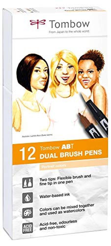 (TG. One size) Tombow ABT-12P-4 - Pennarello a base d'acqua ABT Dual Brush con d