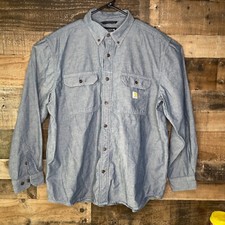 Carhartt Work Shirt Button Up Long Sleeve Chambray Relaxed Fit XL