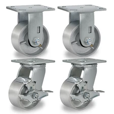 4"X 2" Heavy Duty Casters Semi Steel Cast Iron Wheels  Capacity up to 800-3200LB