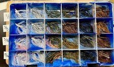 (LOT OF 27) Handmade swimjigs swim jigs, variety of colors + tackle box