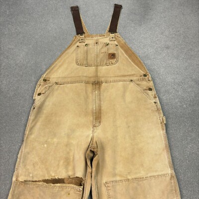 Carhartt Latzhose Erwachsene 44x30 hellbraun Latzhose Double Knee Bib Duck Canvas Herren