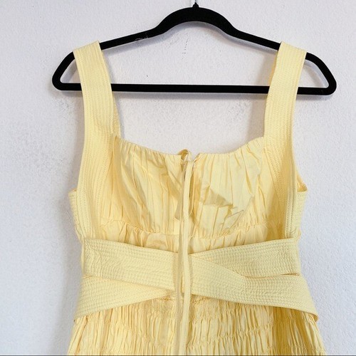 Vestido mediodi autorretrato amarillo brillante algodón popelín sin mangas talla US6 - Imagen 10 de 12