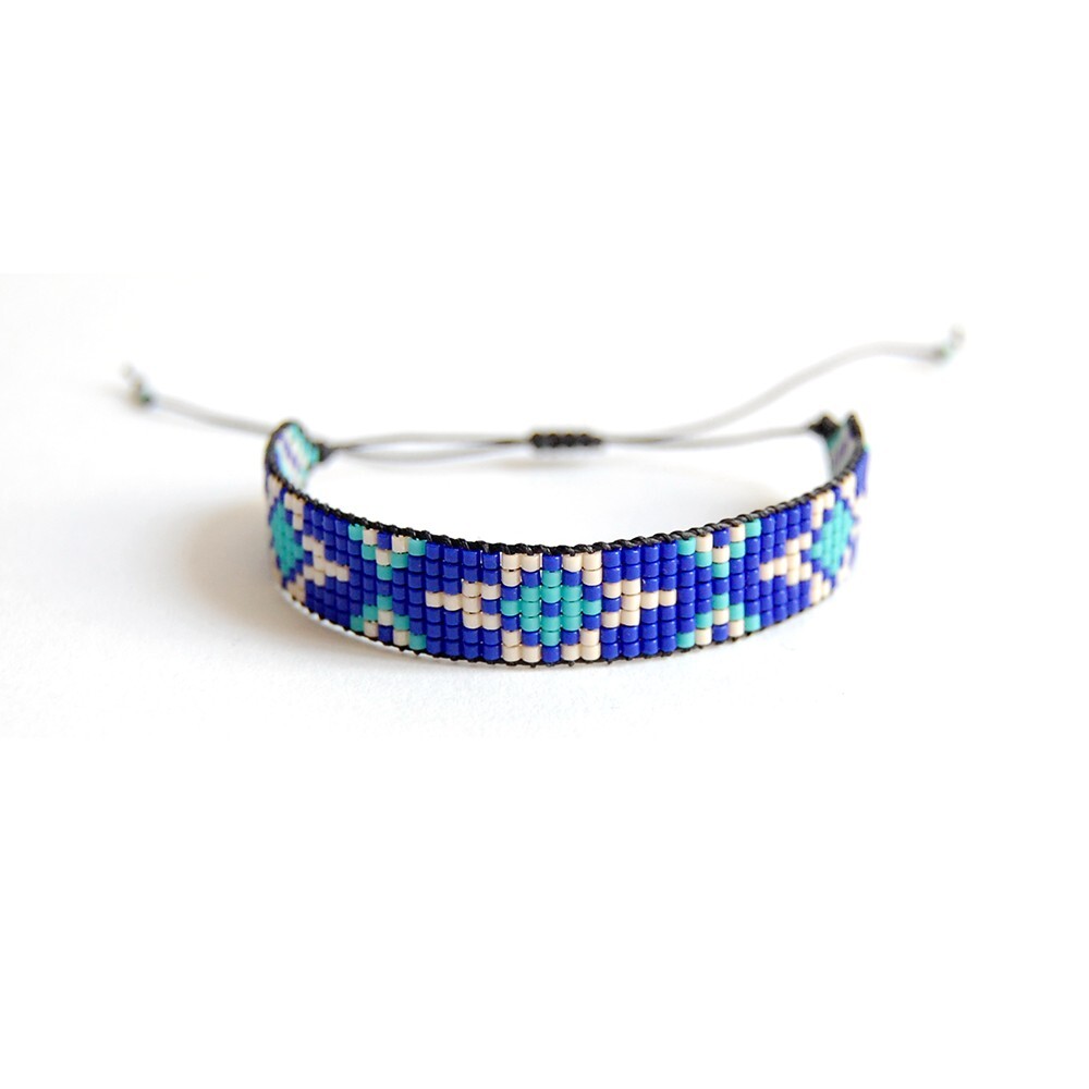 Bracelet Manchette En Perles Miyuki Delica Multirang - Tissage Français, Fermoir Glissière, Ajustable