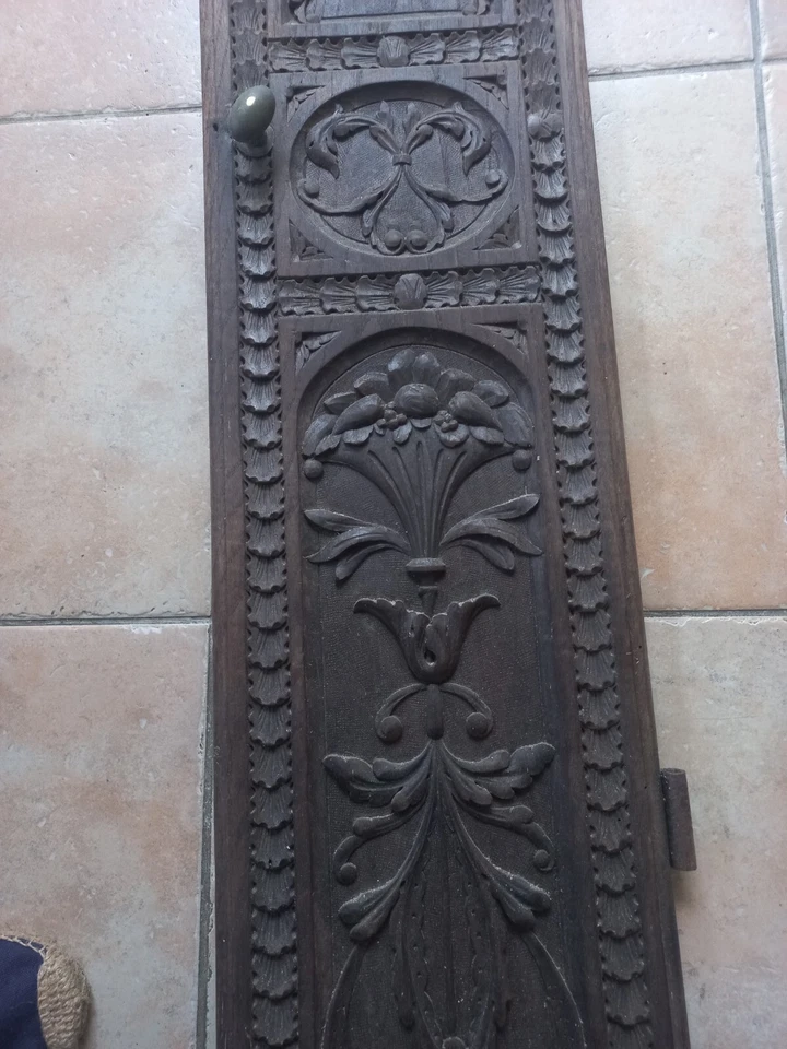 ancienne grande porte bois sculpté massif chateau eglise meuble ancien - Photo 4/4