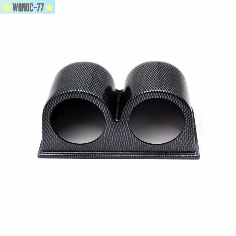 1 peça painel aparência fibra de carbono carro 2 furos medidor duplo suporte de montagem pod 52mm copo - Imagem 2 de 4