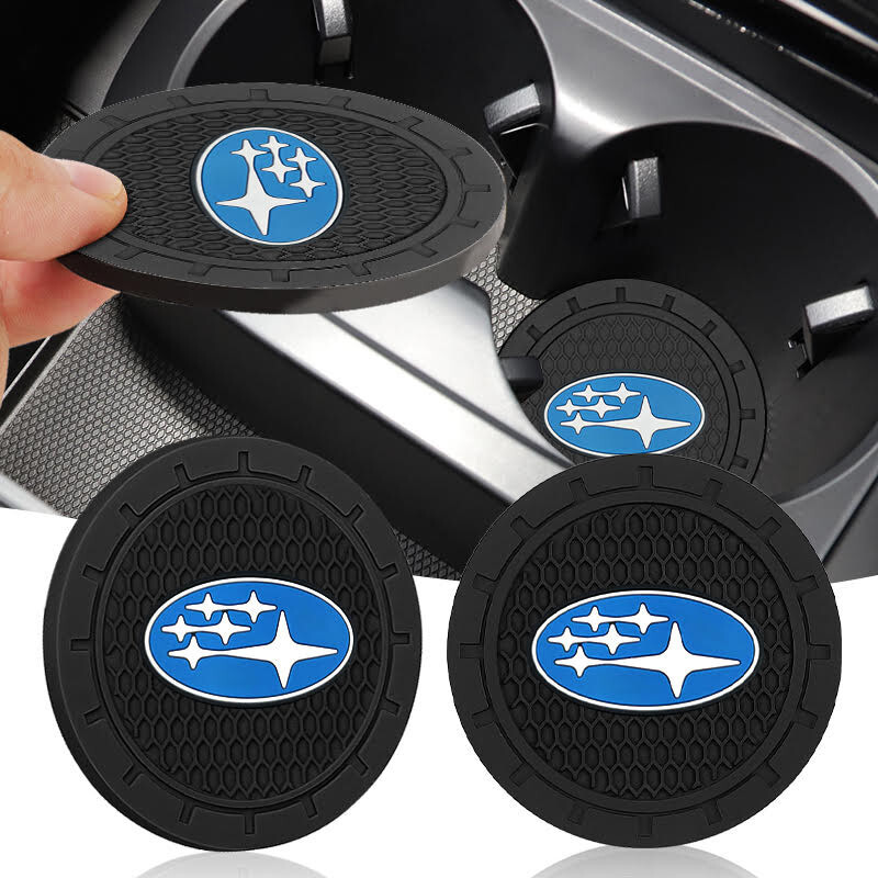 2PCS Subaru Car Cup Coaster Non-Slip Silicone Water Cup Holder Waterproof Pad