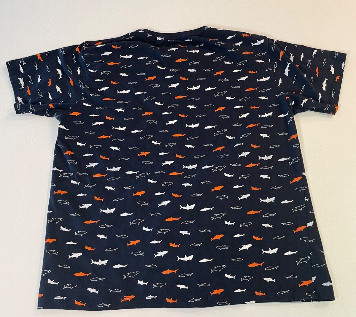 Dors Shirt Adult Size Large Dark Blue Orange Sharks European 100