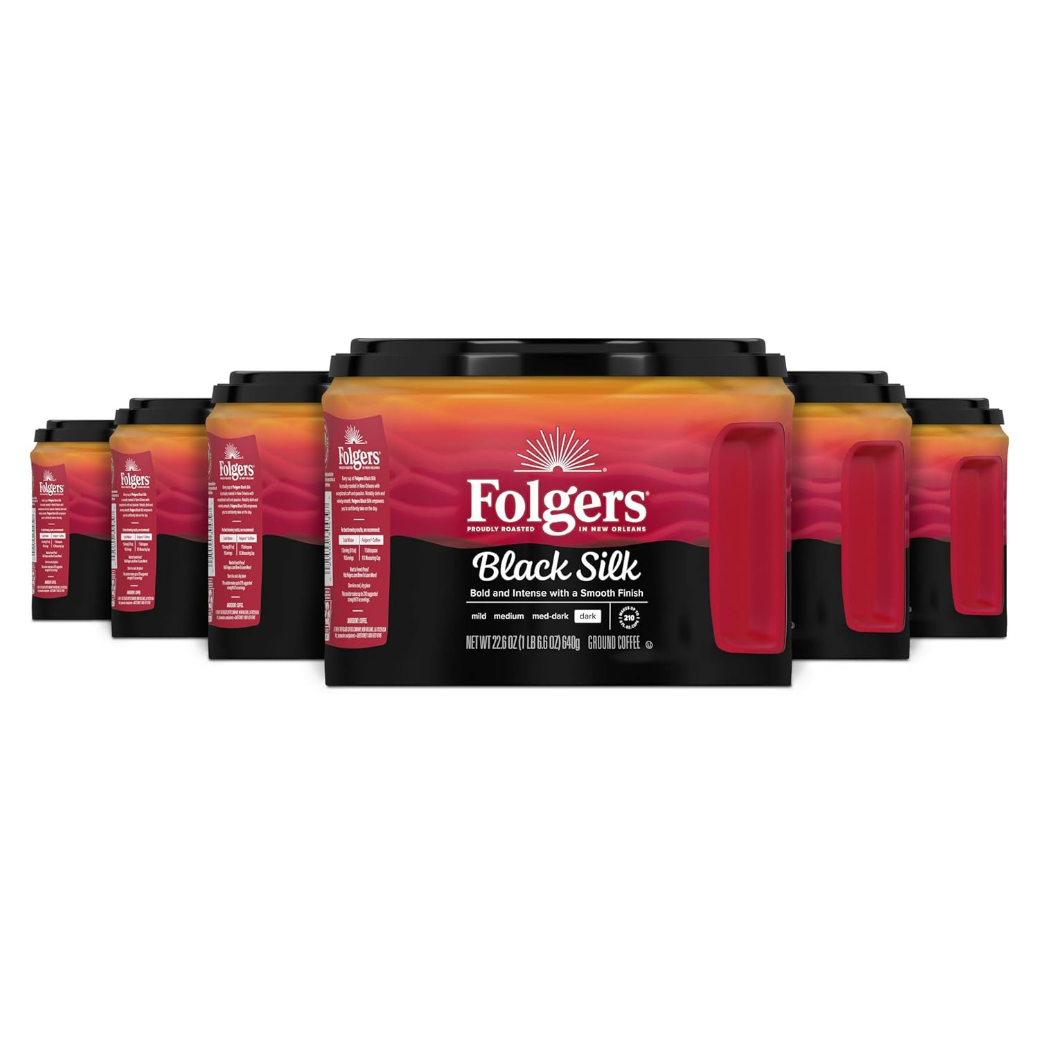 Кофе Folgers Black Silk темной обжарки, 22,6 унции (упаковка из 6 штук)