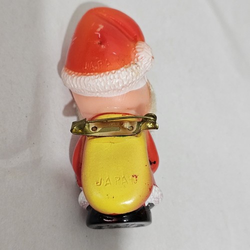 Vintage 3" Kunststoff Weihnachtsmann Brosche figural Kunstfellbart 1950er Jahre - Bild 6 von 11