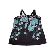 NWOT Tankini Top With Removable Pads  Adjustable Straps Black  Teal Sz XL