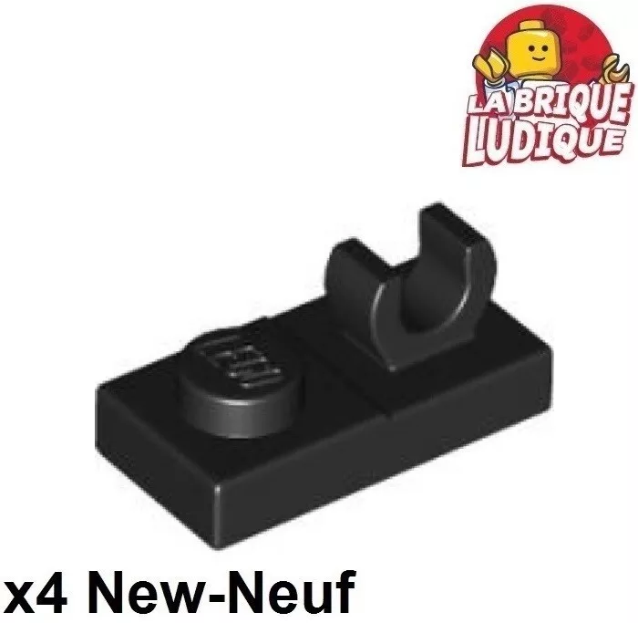 LEGO 4x Flat Modified 1x2 Open Clip on Top Pliers Rounded Black
