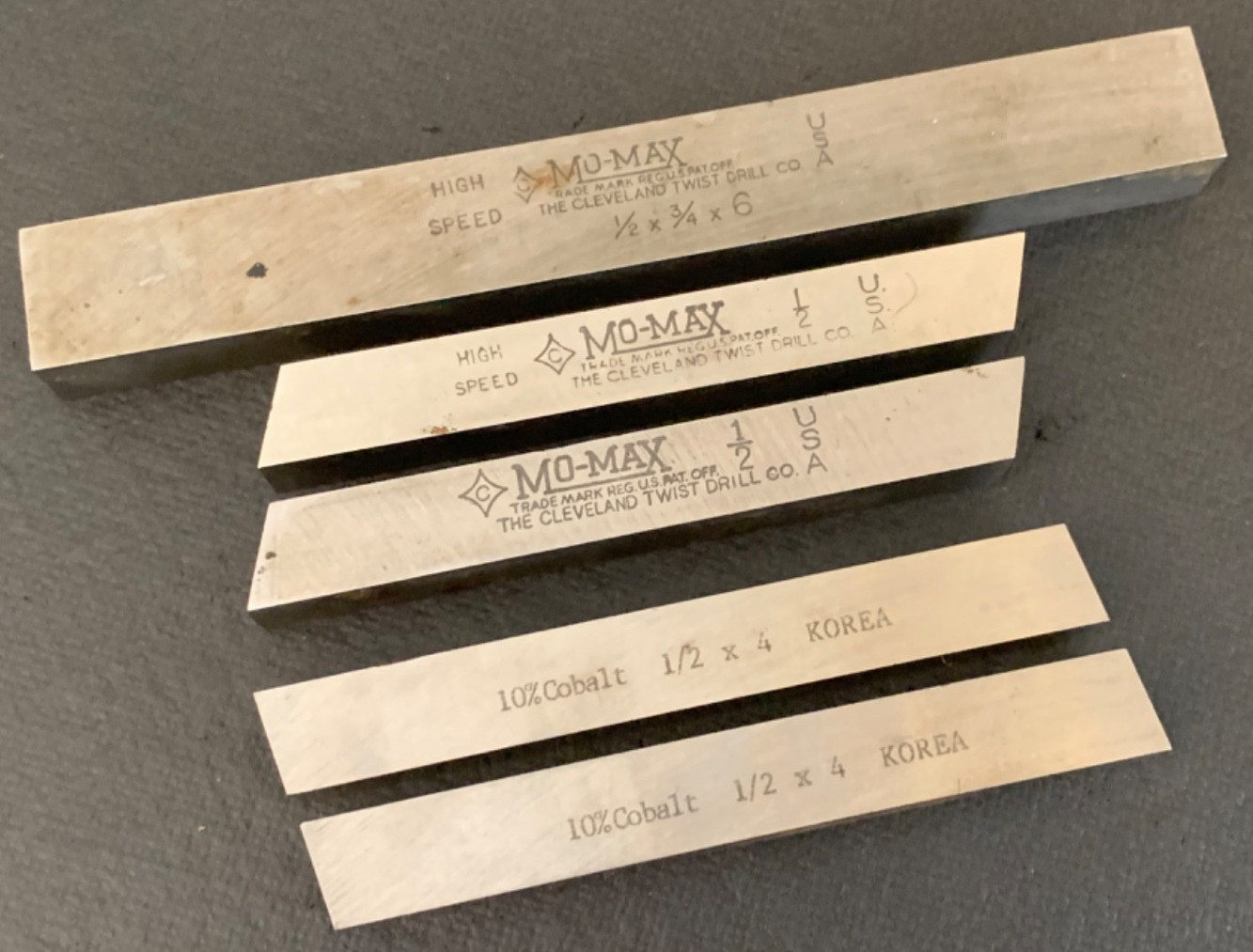 Lot of 5 Cutting Tool MO-MAX HSS & 10% Cobalt Various Sizes Made in USA & Korea