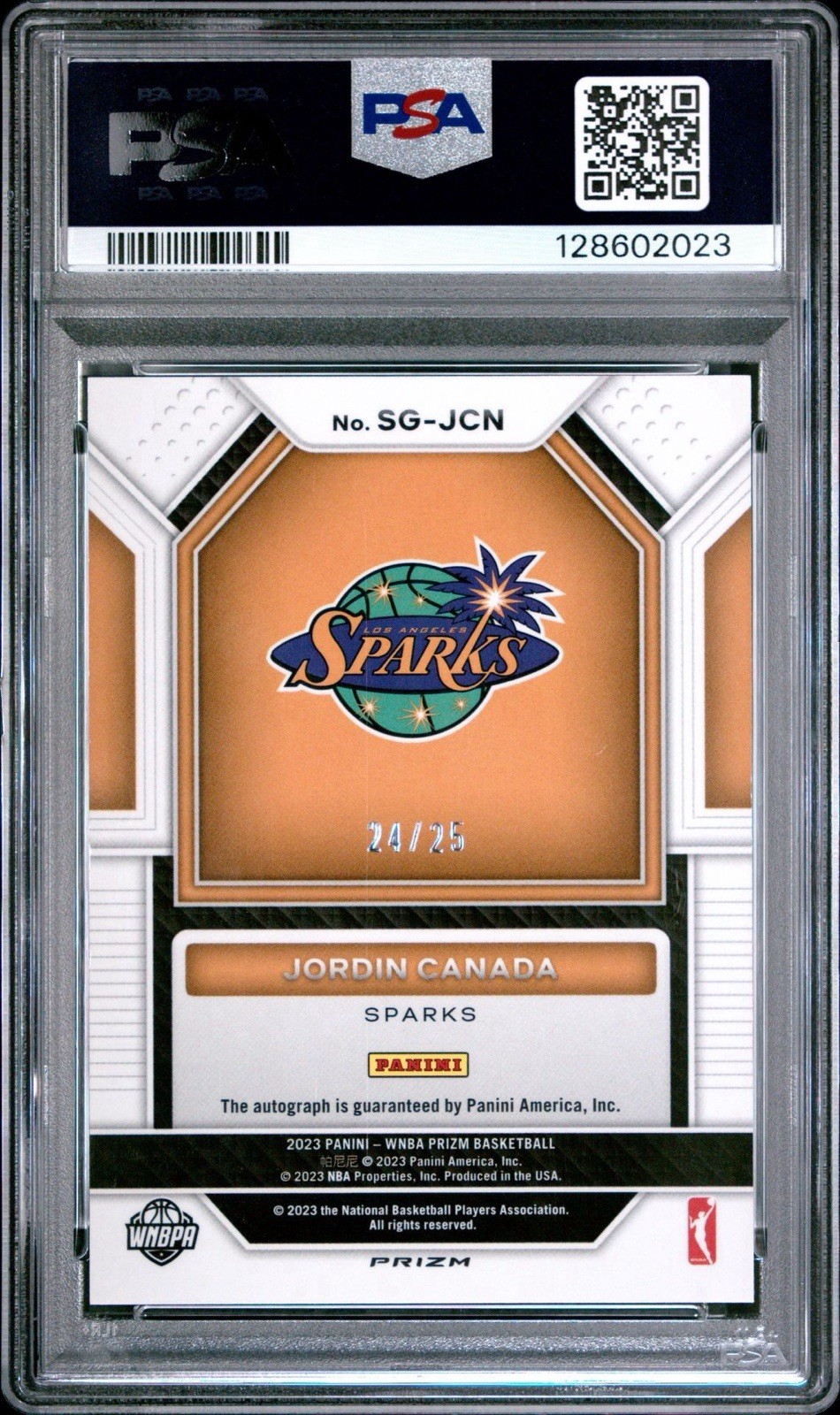 2023 Panini WNBA Prizm Mojo Auto Jordin Canada  SG-JCN /25 PSA 7 NM view 2