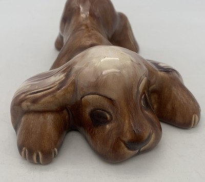 Lichten Ware Pottery Dog Figurine Impy Brown Drip Glaze Japan Vintage