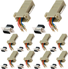 10PCS DB9 Male Ethernet Adapter, 9 Pin Serial Port Male to RJ45 Ethernet LAN Ext