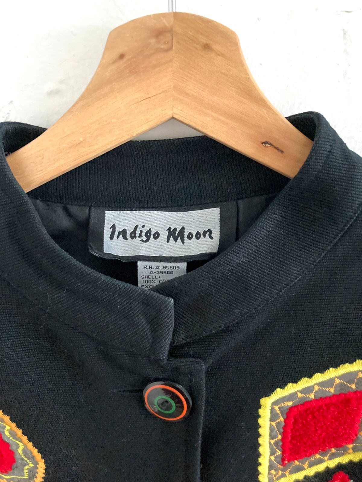 Indigo Moon Embroidered & Patchwork Jacket Black … - image 2