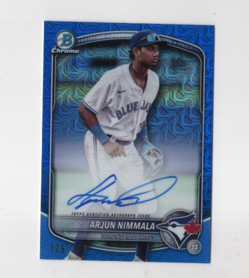ARJUN NIMMALA 2025 BOWMAN CHROME PROSPECT MOJO BLUE /150 AUTOGRAPH #BMA-AN AUTO