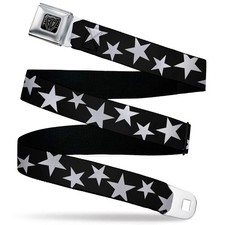 Mens Seatbelt Belt Multi Stars Blackwhite Outline 1.0 Wide-20-36 Inches Mens Seatbelt Belt Multi Stars Blackwhite Outline 1.0 Wide-20-36 Inches