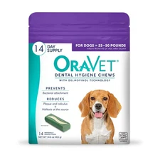 ORAVET Dental Chews for Dogs, Oral Care & Hygiene, Medium 25-50 lbs, 14 Count